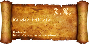 Kender Mária névjegykártya